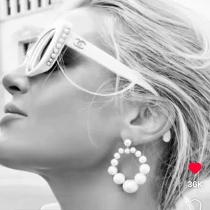 STUNNING Chanel Cat Eye Sunglasses White with Pearl detailing NWT